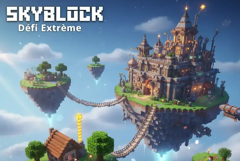 Serveur Minecraft Skyblock avec survie sur une île volante